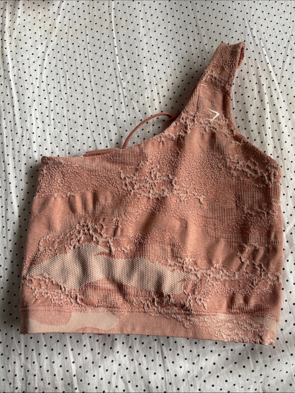 Gymshark One-Shoulder Textured Sports Bra in Dusty Rose